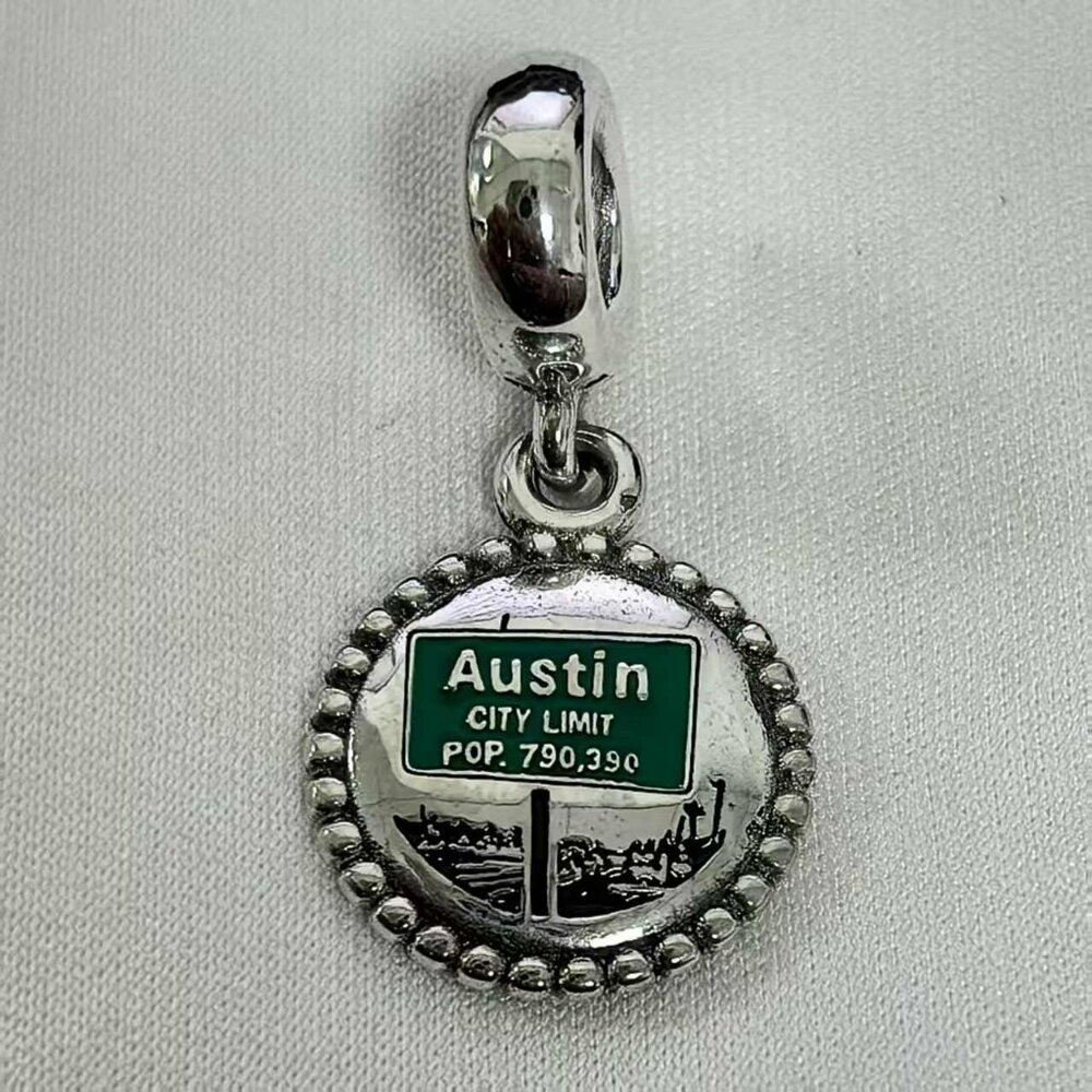 Pandora Austin City Limits Vintage Austin Texas Sign Pop Charm, S925 Silver